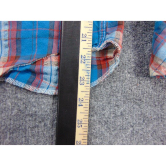 Jachs Flannel Shirt Mens Med Blue Red Plaid Western Pearl Snaps - Picture 5 of 7